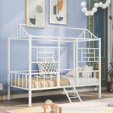 White Metal Twin Canopy Bed Frame