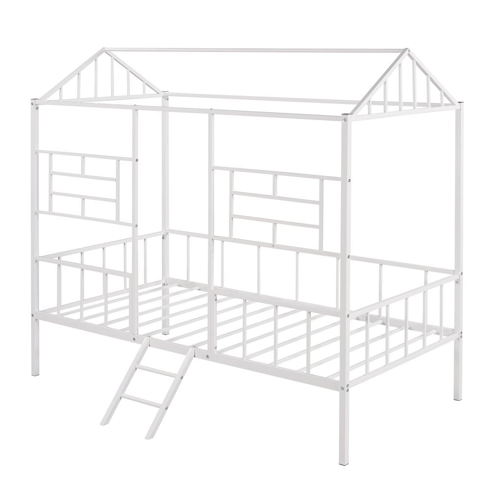 White Metal Twin Canopy Bed Frame