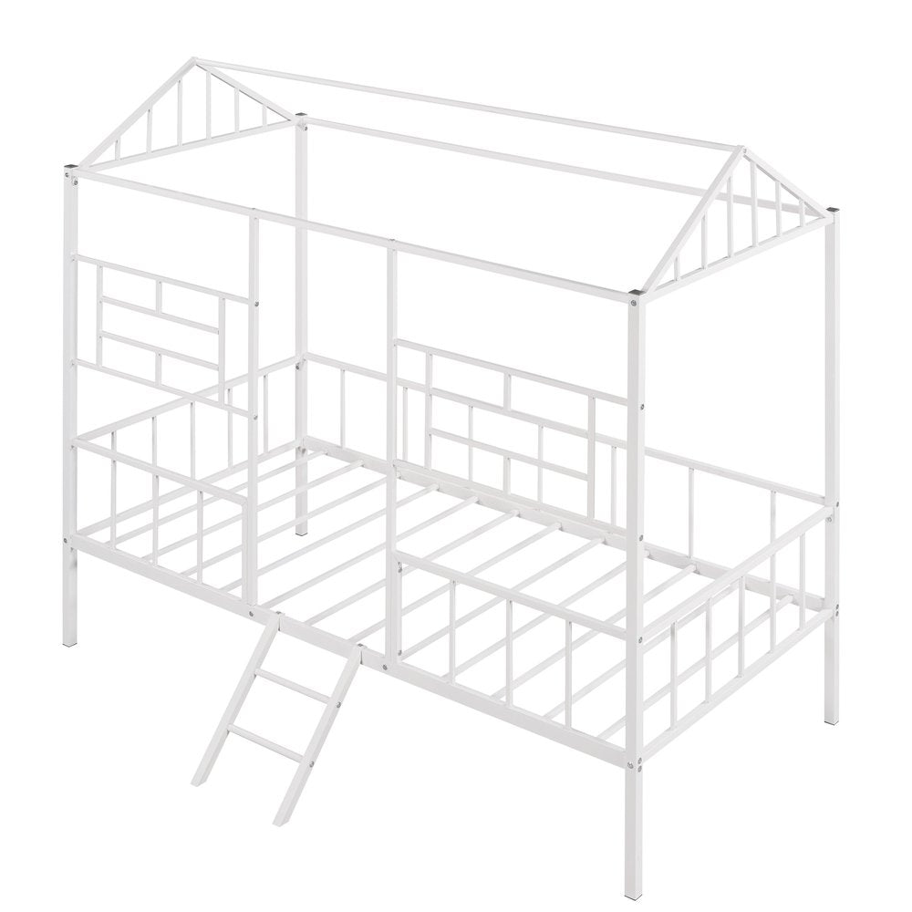 White Metal Twin Canopy Bed Frame