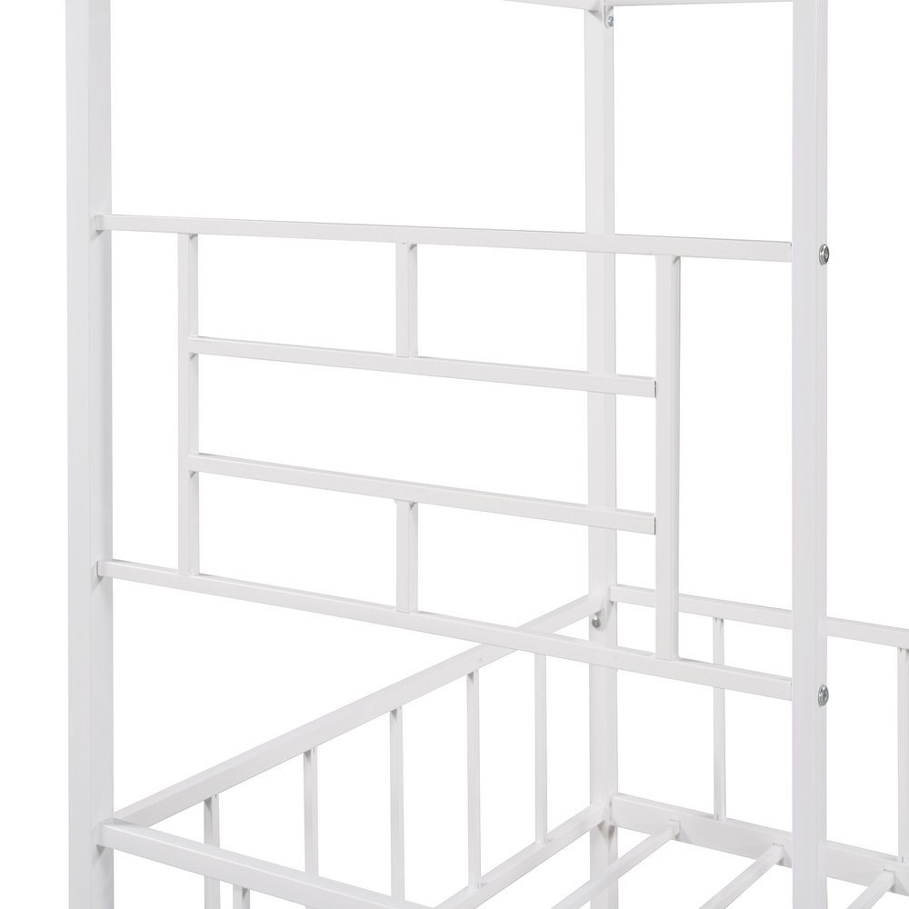 White Metal Twin Canopy Bed Frame