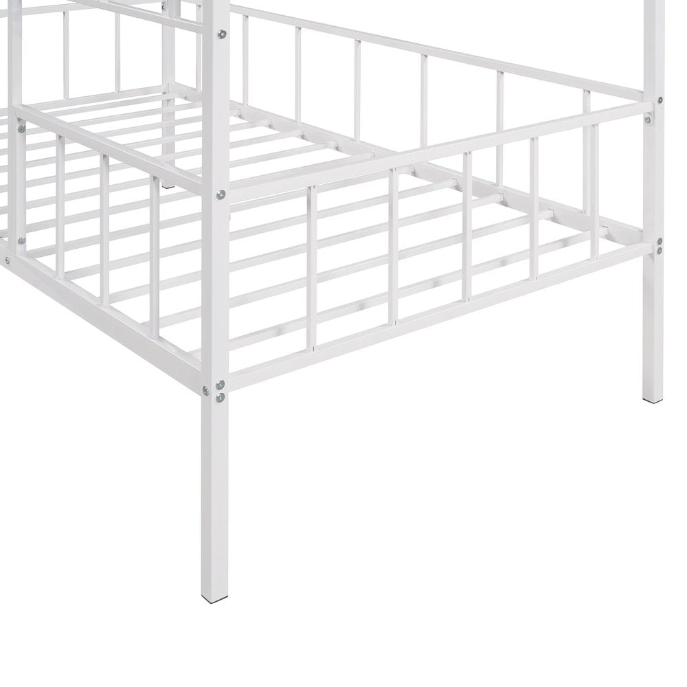 White Metal Twin Canopy Bed Frame