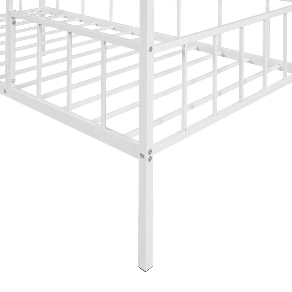 White Metal Twin Canopy Bed Frame