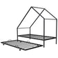 Black Metal Twin Canopy Bed Frame With Trundle