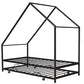 Black Metal Twin Canopy Bed Frame With Trundle
