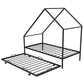 Black Metal Twin Canopy Bed Frame With Trundle