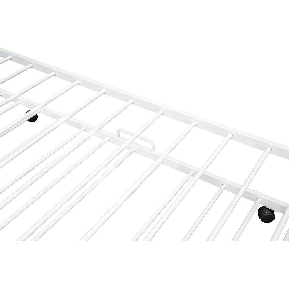 White Metal Twin Canopy Bed Frame With Trundle