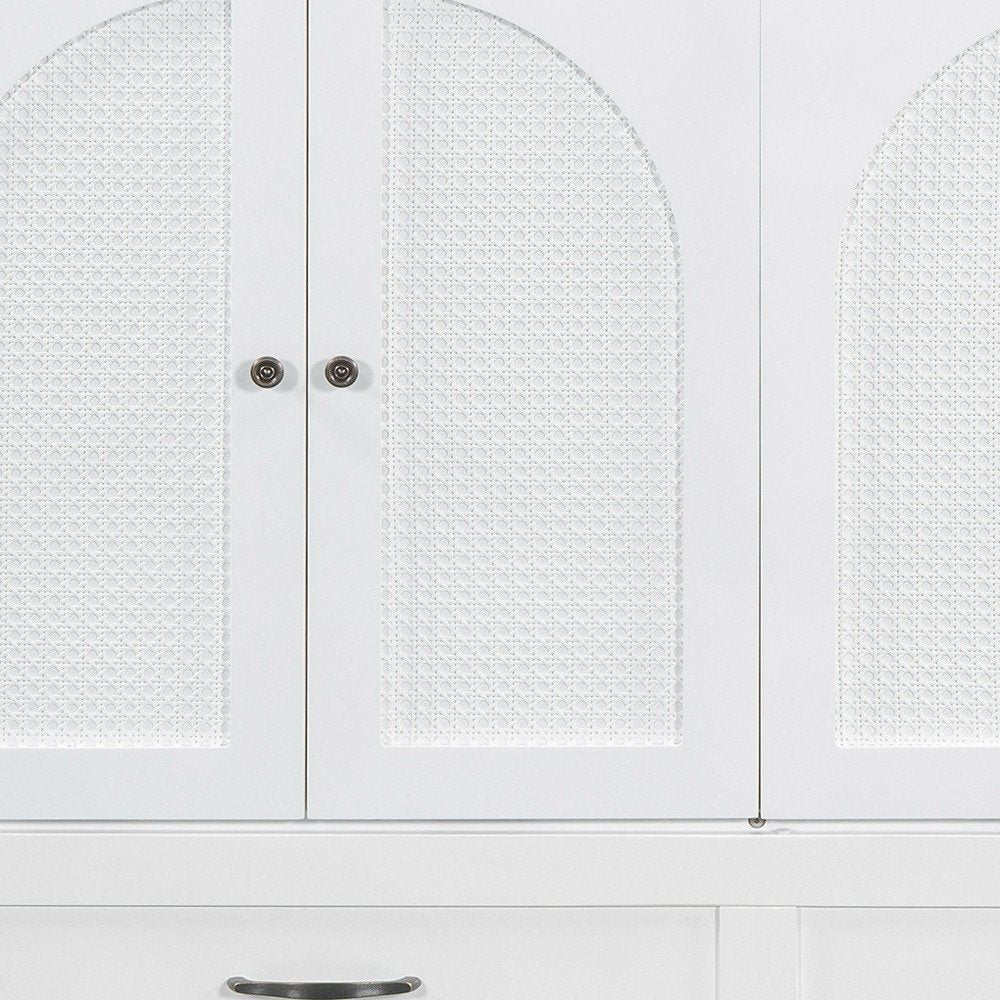 White Wood Full Murphy Bed With Drawers