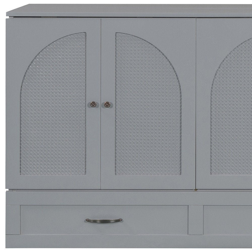 Gray Wood Queen Murphy Bed With Drawers