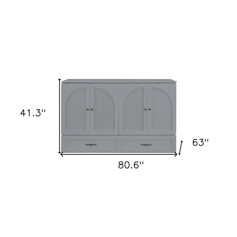 Gray Wood Queen Murphy Bed With Drawers