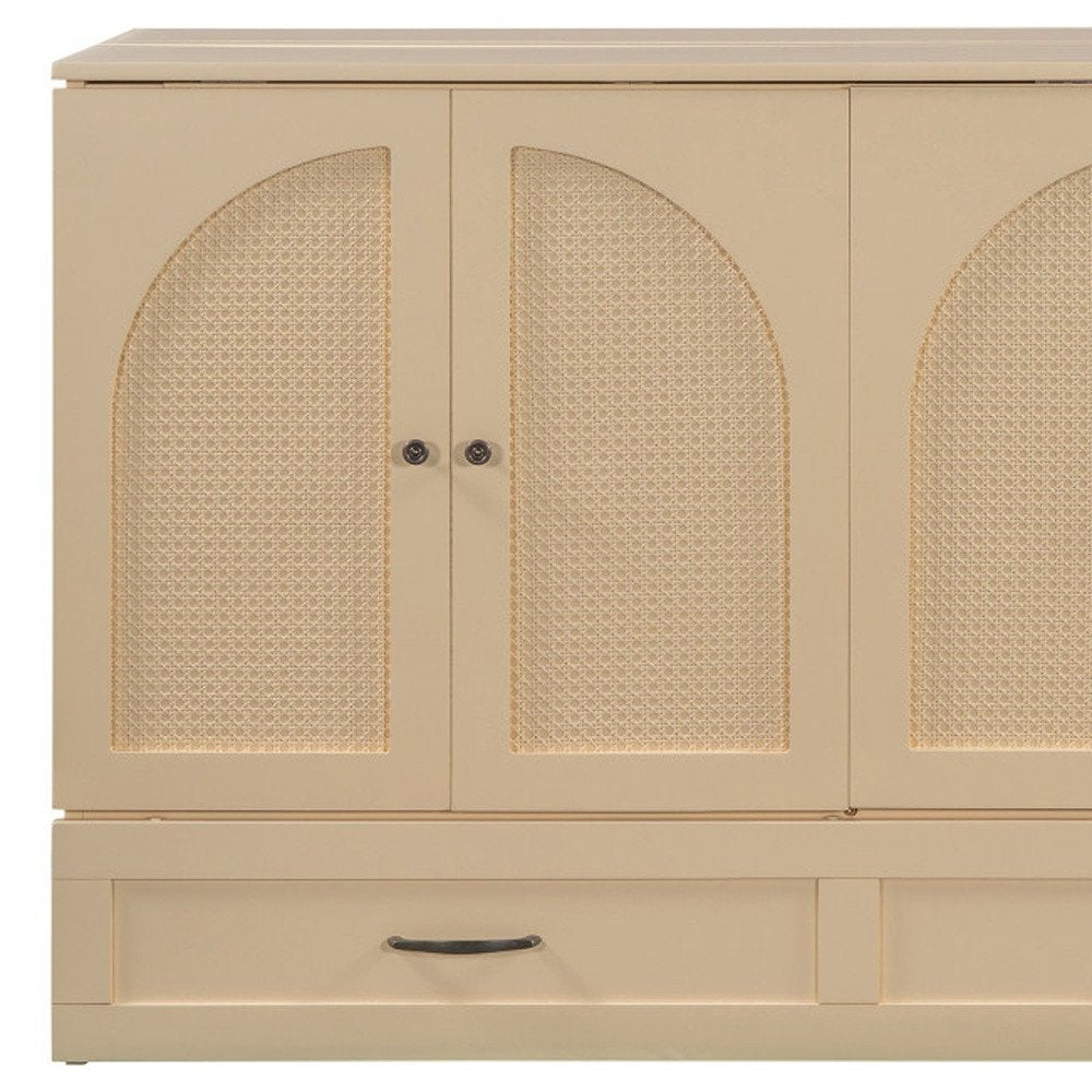 Gold Wood Queen Murphy Bed With Drawers