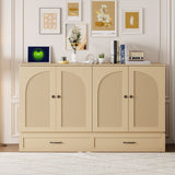 Gold Wood Queen Murphy Bed With Drawers