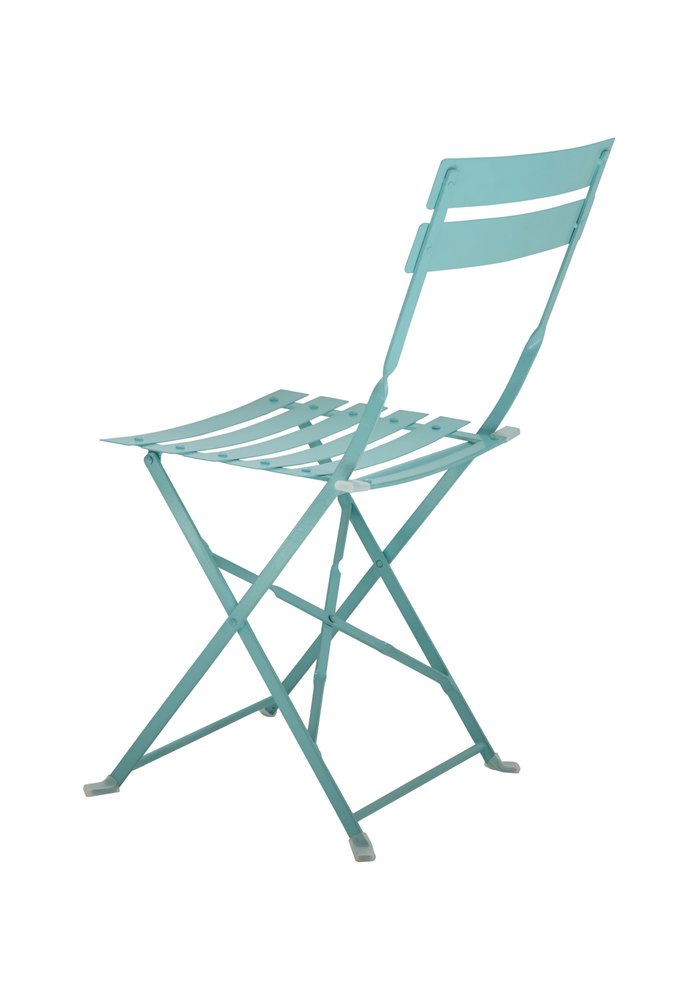 Set of Two Teal Blue Aluminum Outdoor Folding Dining Chairs