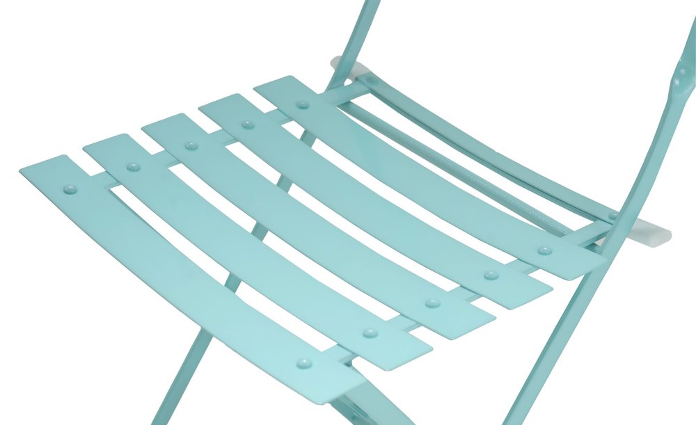 Set of Two Teal Blue Aluminum Outdoor Folding Dining Chairs
