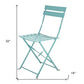Set of Two Aqua Blue Aluminum Outdoor Folding Dining Chairs