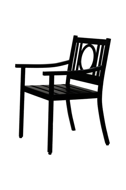 24" Black Steel Geo Back Outdoor Arm Chair