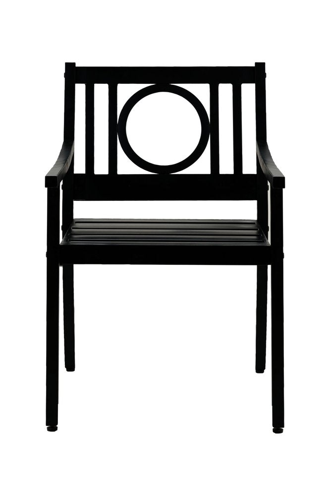 24" Black Steel Geo Back Outdoor Arm Chair