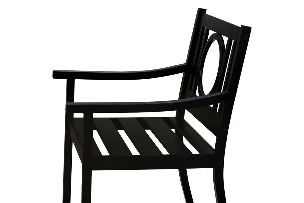 24" Black Steel Geo Back Outdoor Arm Chair