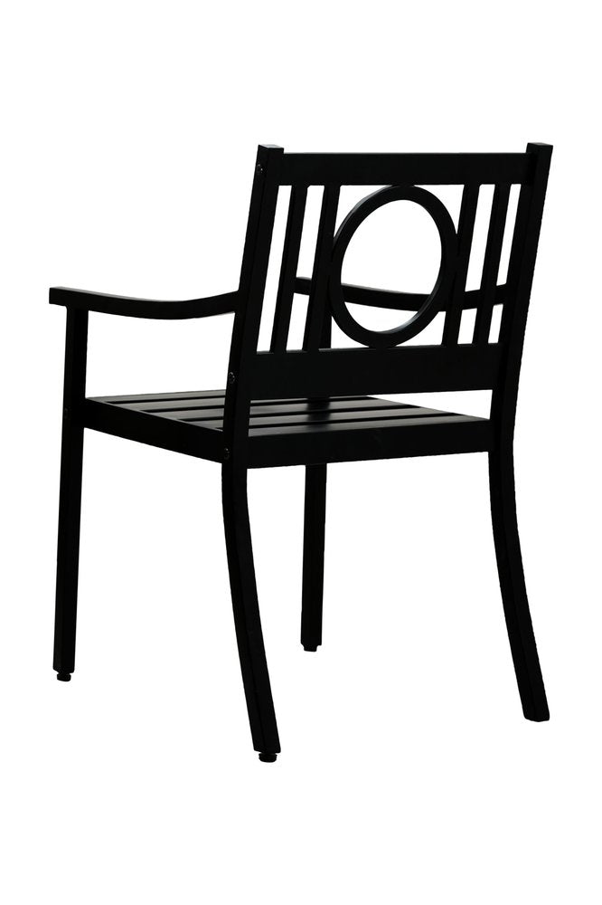 24" Black Steel Geo Back Outdoor Arm Chair