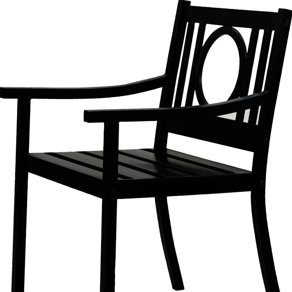 24" Black Steel Geo Back Outdoor Arm Chair