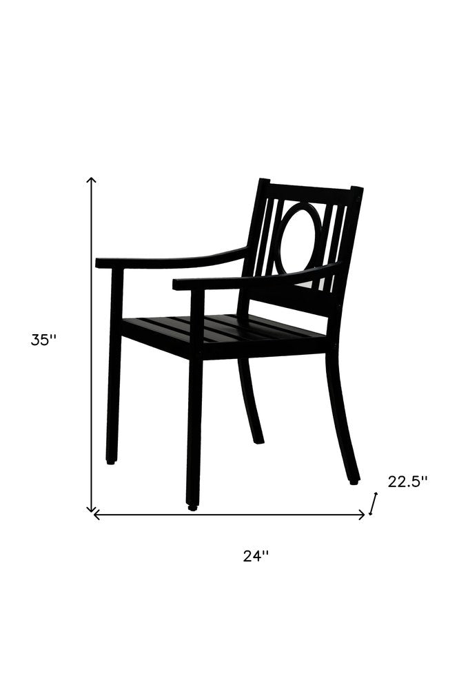 24" Black Steel Geo Back Outdoor Arm Chair