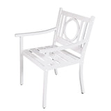 24" White Steel Geo Back Outdoor Arm Chair