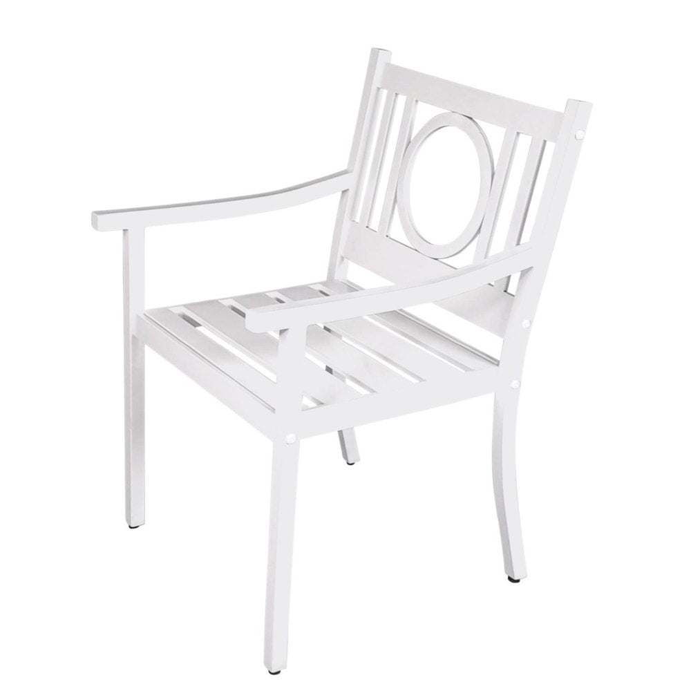 24" White Steel Geo Back Outdoor Arm Chair