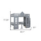 Gray Full Over Full Dollhouse Solid Wood Bunk Bed With Stairs And Desk And Storage