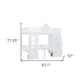 White Full Over Full Dollhouse Solid Wood Bunk Bed With Stairs And Desk And Drawers And Storage