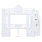 White Full Over Full Dollhouse Solid Wood Bunk Bed With Stairs And Desk And Drawers And Storage