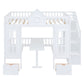 White Full Over Full Dollhouse Solid Wood Bunk Bed With Stairs And Desk And Drawers And Storage