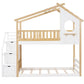 White Twin Over Twin Solid Wood Bunk Bed With Stairs And Storage