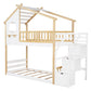 White Twin Over Twin Solid Wood Bunk Bed With Stairs And Storage