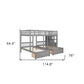 Gray Full Over Two Twins Solid Wood Bunk Bed With Stairs Drawers And Storage