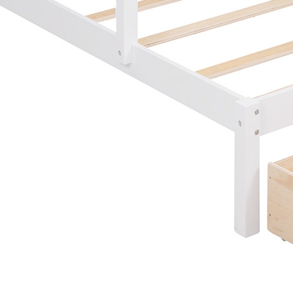 White Full Over Two Twins Solid Wood Bunk Bed With Stairs And Drawers And Storage
