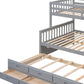 Gray Twin Over Full Solid Wood Bunk Bed With Drawers And Trundle And Storage