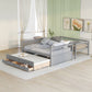Gray Twin Over Full Solid Wood Bunk Bed With Drawers And Trundle And Storage