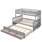 Gray Twin Over Full Solid Wood Bunk Bed With Drawers And Trundle And Storage