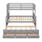 Gray Twin Over Full Solid Wood Bunk Bed With Drawers And Trundle And Storage