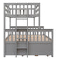 Gray Twin Over Full Solid Wood Bunk Bed With Drawers And Trundle And Storage