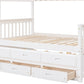 White Twin Over Full Solid Wood Bunk Bed With Drawers And Trundle And Storage