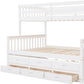 White Twin Over Full Solid Wood Bunk Bed With Drawers And Trundle And Storage