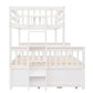 White Twin Over Full Solid Wood Bunk Bed With Drawers And Trundle And Storage