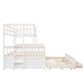 White Twin Over Full Solid Wood Bunk Bed With Drawers And Trundle And Storage