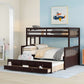 Espresso Twin Over Full Solid Wood Bunk Bed With Trundle And Storage