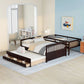 Espresso Twin Over Full Solid Wood Bunk Bed With Trundle And Storage
