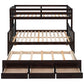 Espresso Twin Over Full Solid Wood Bunk Bed With Trundle And Storage