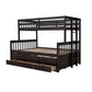 Espresso Twin Over Full Solid Wood Bunk Bed With Trundle And Storage