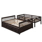 Espresso Twin Over Full Solid Wood Bunk Bed With Trundle And Storage