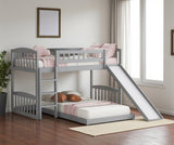 Gray Twin Over Twin Princess Solid Wood Bunk Bed With Slide