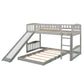 Gray Twin Over Twin Princess Solid Wood Bunk Bed With Slide
